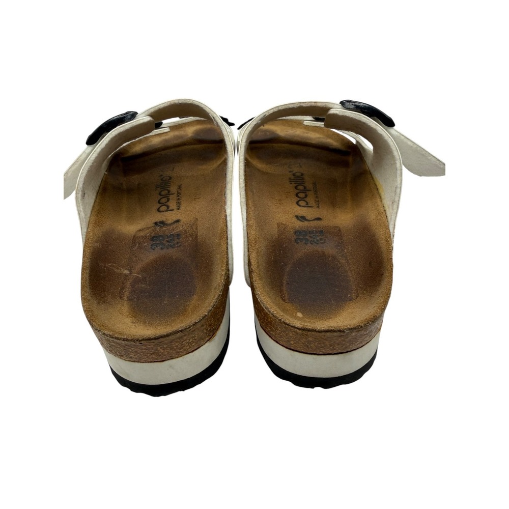 Papillio Birkenstock Arizona Platform Sandals Women 7 White Leather Evil Eye - Picture 7 of 11